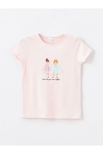 LC Waikiki Set de pijamale cu mânecă scurtă cu imprimeu pentru fete și pantaloni scurți