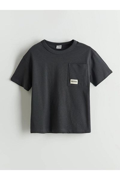 LC Waikiki Tricou LCW pentru copii, cu decolteu rotund, simplu, pentru băieți (W5)