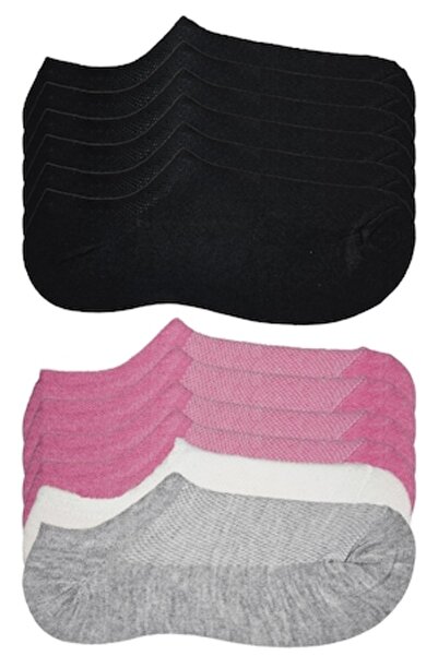 G-Fashion Set 12 perechi șosete scurte pentru femei, mărimea 36-40, negru, ro...