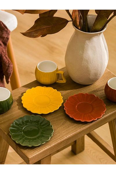 LC Waikiki Lcw Home Mixed Pumpkin Patterned Porcelain Coffee Cup Set for 3 Persons 90 ml (W5)