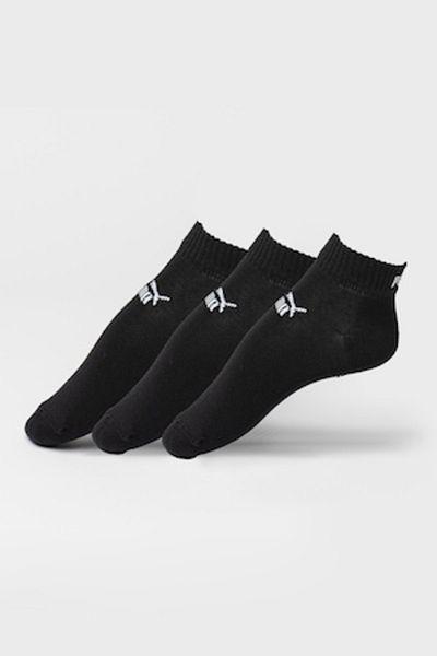 Puma , Set de șosete scurte unisex din amestec de bumbac cu logo - 3 perechi, Negru, Alb murdar, Mărime