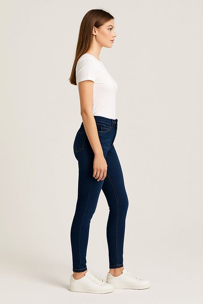 DELDNM Chara Women's Navy Blue Super Skinny Fit Stretch Lycra Denim Jean Narrow Leg Jeans