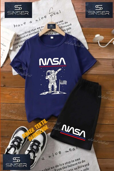 SS SİNSER Children's Unisex “Astronaut White Nasa Text“ Custom Printed Crew N...