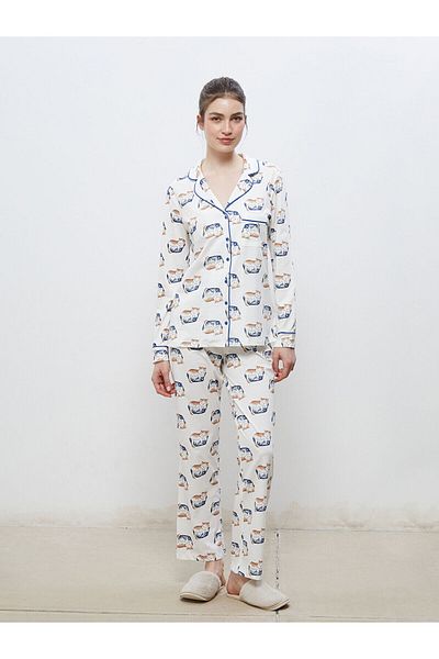 LC Waikiki Set de pijamale de damă cu guler de cămașă