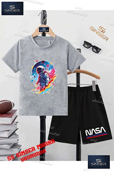 SS SİNSER تي شيرت للأطفال للجنسين "ASTRONOT CIRCLE COLORFUL PATTERN" مطبوع حس...