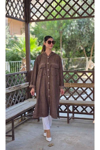 Henna Elisa keten salaş uzun gömlek