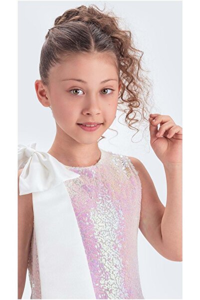 s.t. sebat tekstil Sequin Fabric Sleeveless Girl's Party Dress Sb702