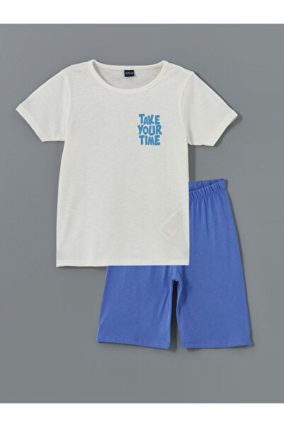 LC Waikiki Peak New Season Crew Neck Boys' Shorts Pajama Set