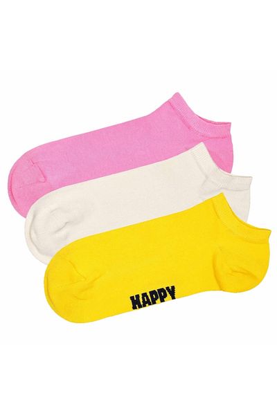 Happy Socks Set de șosete unisex până la gleznă - 3 perechi, alb, galben, roz, 36-40
