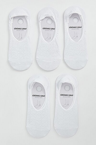 LC Waikiki - Set de șosete foarte scurte - 5 perechi, Alb, Alb-gălbui, Mărimea 39-40