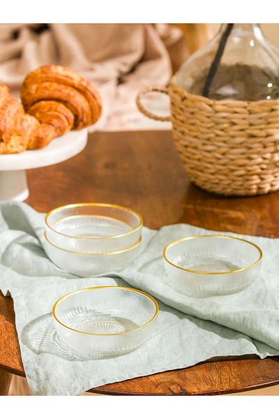 LC Waikiki LCW HOME Σετ μπολ με μοτίβο γυαλί 4 τεμαχίων 10 cm (W5)