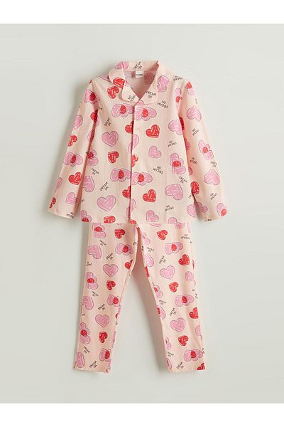 LC Waikiki Set de pijamale pentru fete cu guler cămașă