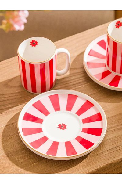 LC Waikiki Lcw Home Printed Porcelain Coffee Cup Set for 2 People (W5)
