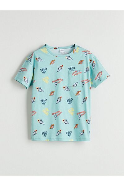 LC Waikiki Set de pijamale pentru băiat cu gât crew cu pantaloni scurți