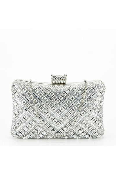 SOFILINE Geantă tip clutch argintie cu model 3D BYH-87900 06
