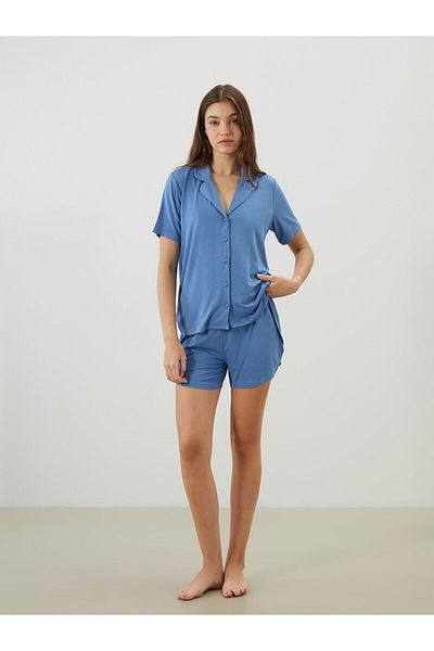 LC Waikiki Set pijama pentru femei cu guler de cămașă cu pantaloni scurți