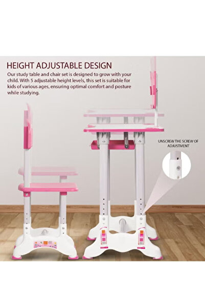 Cady One Children's Study Desk and Chair Set with Adjustable Height