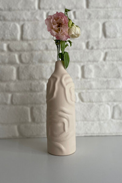 yeninesilevim Dokulu El Yapımı Seramik Dekoratif Vazo Obje 23 cm