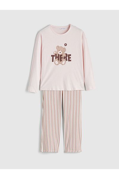 LC Waikiki Set pijamale pentru damă cu imprimeu urs cu gât crew
