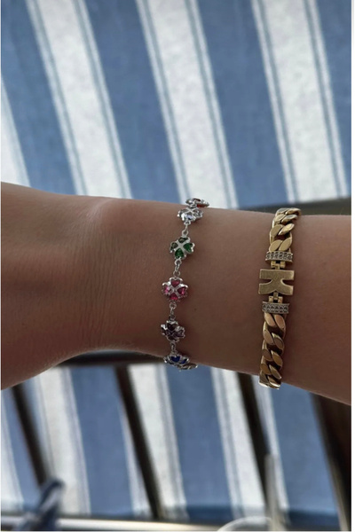 charmove ile kendinizi şımartın Women's Silver Color Stone Colorful Bracelet ...