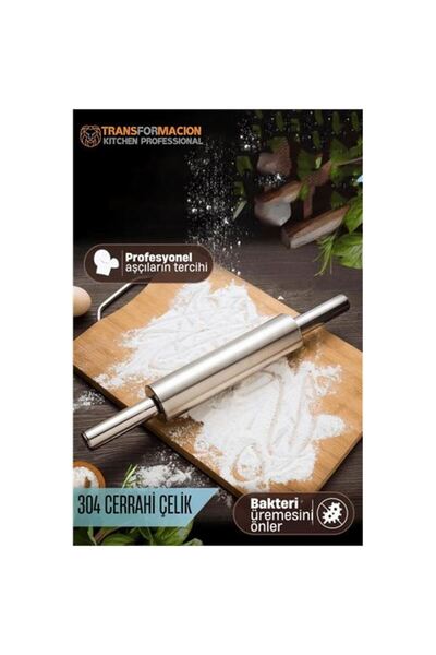 Marsilyan Çelik Merdane - Profesyonel Hamur Açma Merdanesi - 304 Paslanmaz Çe...