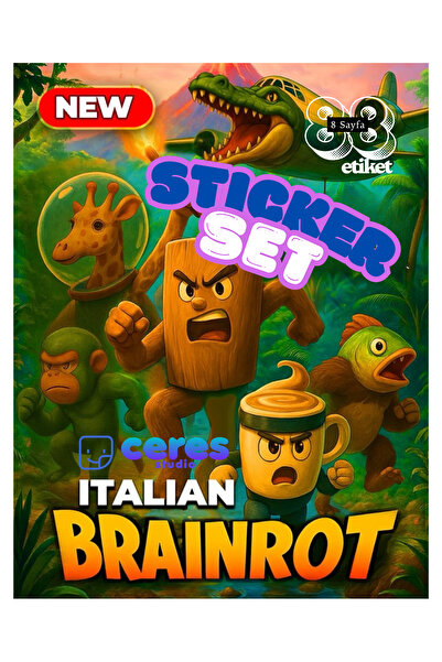 Ceres Studio Italian Brainrot Temalı 88 Parça Sticker Seti - İtalyan Brainrot...