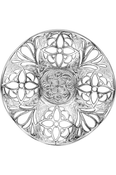 E orient Two-Person Turkish Coffee Set, 2 White Gilded Porcelain Cups, Metal Tray, Coffee Pot (Silver)