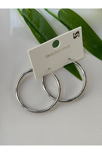 Blotch Style Steel Hoop Earrings 4 cm