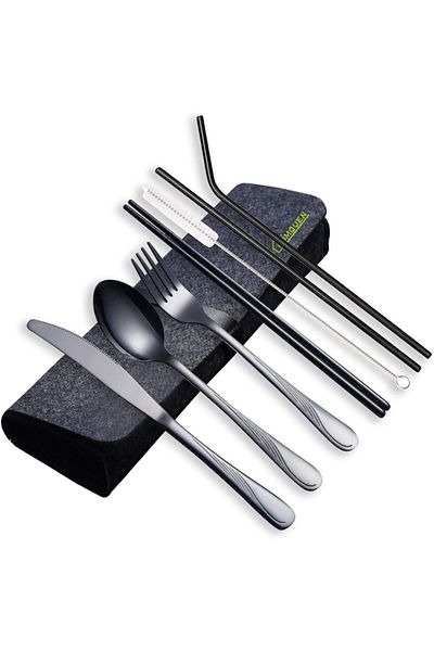 Berglander Stainless steel cutlery set for office, travel, camping, 7 pieces