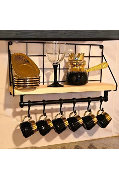 Egem Home Retro Kancalı Metal Duvar Rafı Askılı Ev Mutfak Duvar Rafı Banyo ve Mutfak Düzenleyici