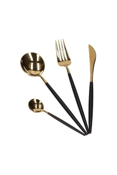 E EFRALL Set de 24 tacamuri portungheze, E EFRALL, elegant si rafinat, cu un finisaj luxos, negru/auriu