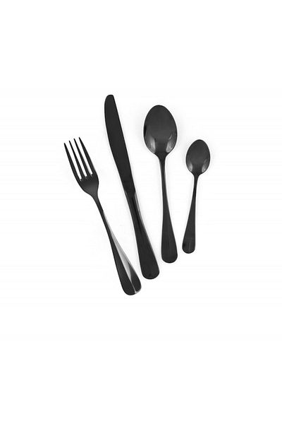 OME Complete Stainless Steel Cutlery Set 24 Pieces Black