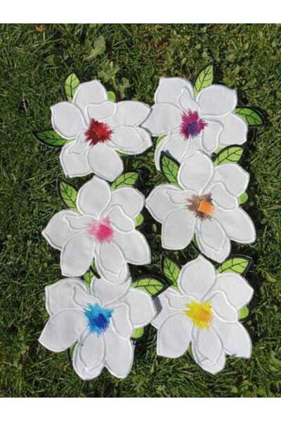 miras home 6 قطع من مناديل تقديم القهوة الملونة ذات الأوراق الخضراء، منديل تق...