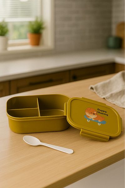 AREEN لانش بوكس مقسم بثلاث اقسام بمقاسات مناسبة للوجبات، مضاد للتسرب خالي من BPA