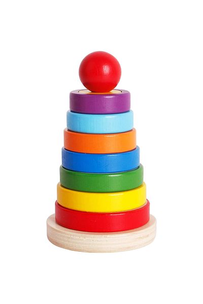 sallma Montessori wooden stacking tower, Puzzle, colorful geometric shapes