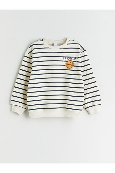 LC Waikiki Crew Neck Striped Boys Sweatshirt and Pants 2-Piece Set