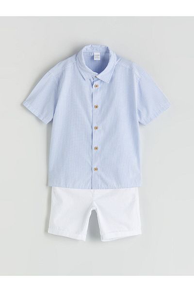 LC Waikiki Striped Boy's Shirt and Shorts 2 Pieces