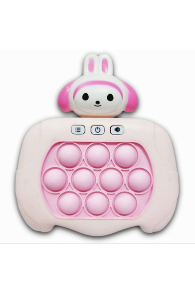 sallma Pop-It Console interactive game, anti-stress, with sounds and lights, White/Pink Bunny shape