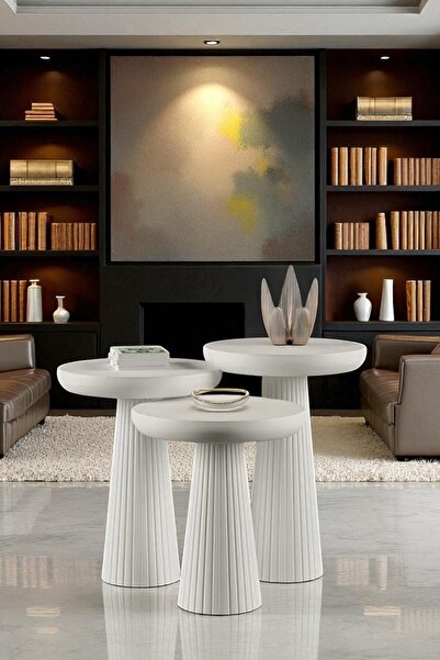 Royal Wood Store Yeni Ahşap Üst Kalite Beyaz 3'lü Çizgili Fitilli Mantar Mush...