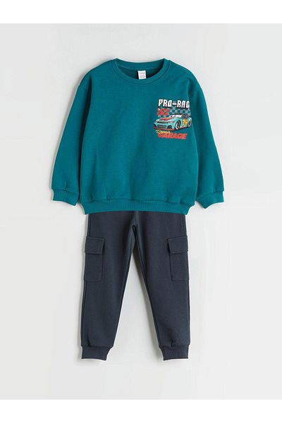 LC Waikiki Printed Boy's Sweatshirt and Sweatpants Set of 2