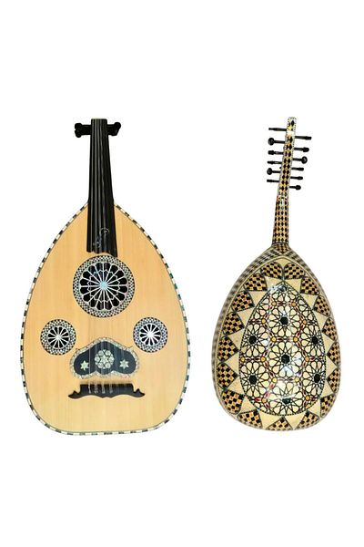 KARAZ MUSIC Lux musical oud, mother-of-pearl, spruce face, mother-of-pearl back, mirrored funnel, ebony fingers