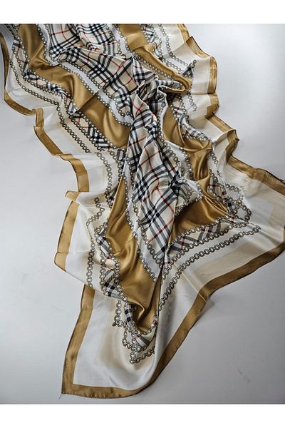 Webinay Home Plaid Pattern Imported Silk Voile Shawl Scrafs Hijab