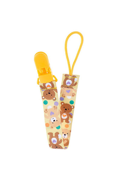 sallma Pacifier or toy chain, with clip, animal print, yellow