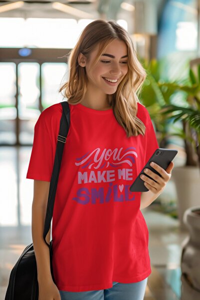 ArtYus Unisex Men/Women You Make Me Smile Color Printed Oversize 100% Cotton T-Shirt