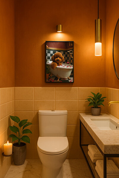Funzee Toy Poodle Banyo Keyfi - Eğlenceli Banyo Posteri - Çerçevesiz Poster