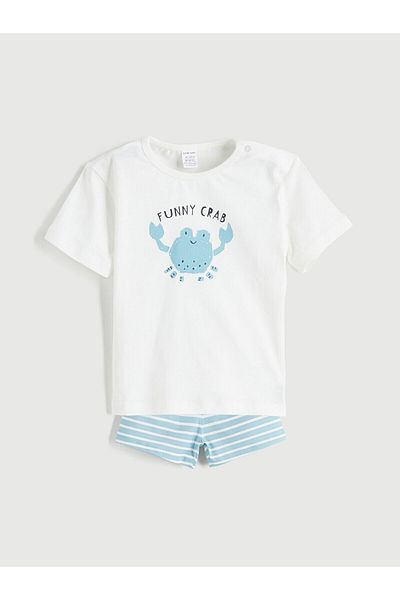 LC Waikiki Crab Printed Baby Boy T-Shirt and Shorts 2-Piece
