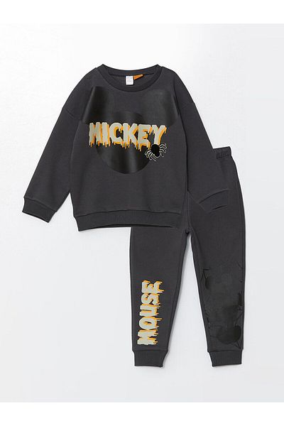 LC Waikiki Crew Neck Long Sleeve Printed Boys Sweatshirt and Sweatpants Bottom 2-Piece Set