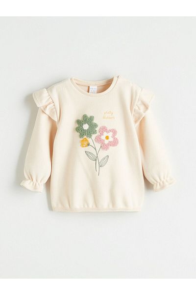 LC Waikiki Crew Neck Floral Baby Girl Sweatshirt and Leggings 2-Piece Set