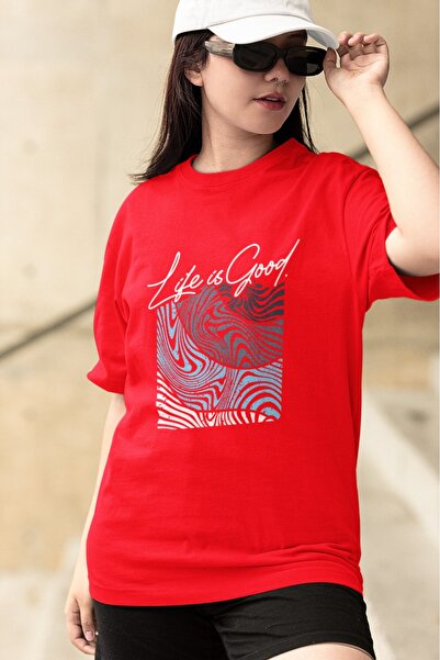 ArtYus Unisex Men/Women Life Is Good Color Printed Oversize Cotton T-Shirt