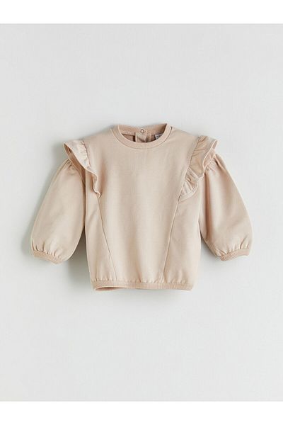 LC Waikiki Crew Neck Long Sleeve Baby Girl Sweatshirt and Tights 2-Piece Set